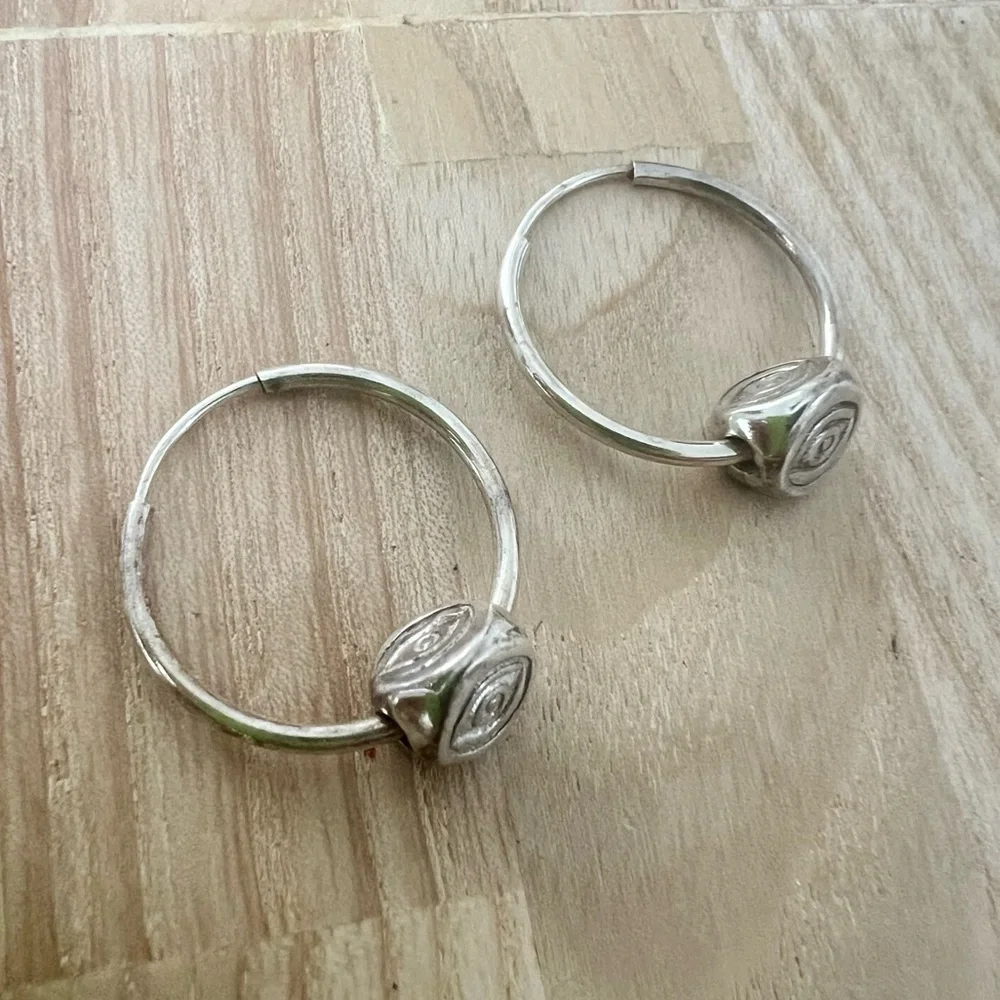 Third eye evil eye silver pierced hoop earrings